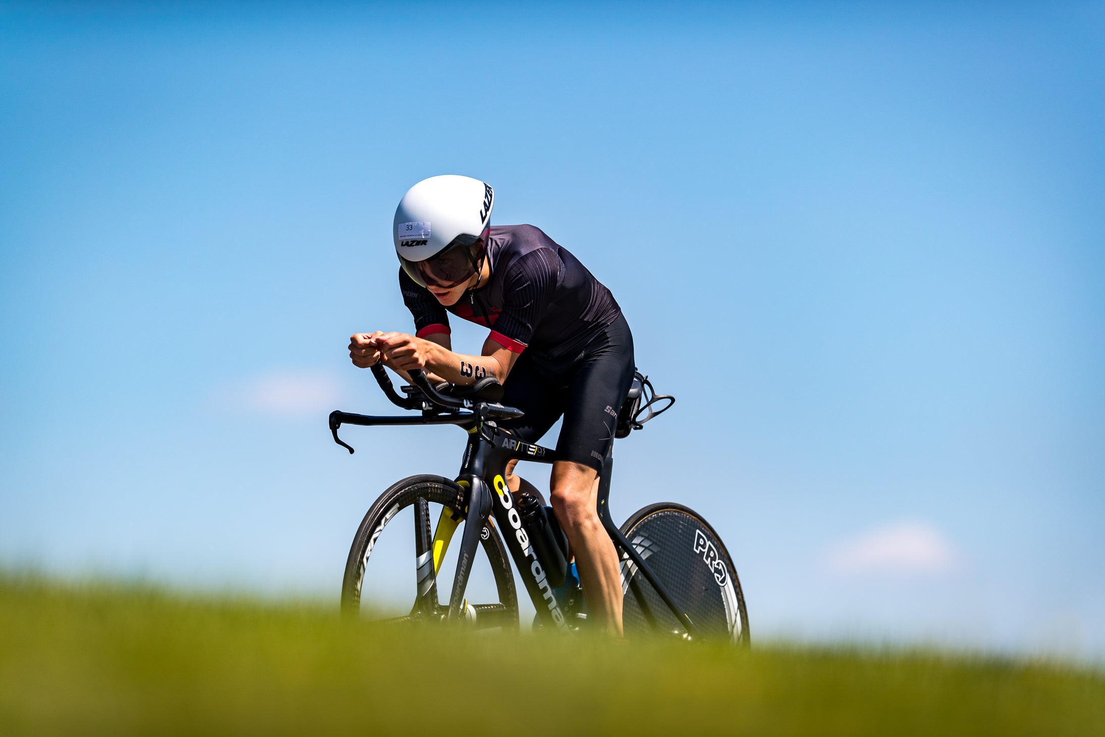 cyclist training on a time trial bike
